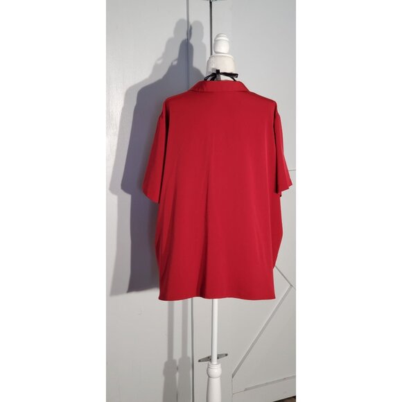 LIZ BAKER BLOUSE RED SHORT SLEEVE POLYESTER SIZE 24W(3X) - Picture 5 of 9